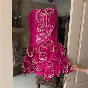 Vibrant Pink Dress with White Accents